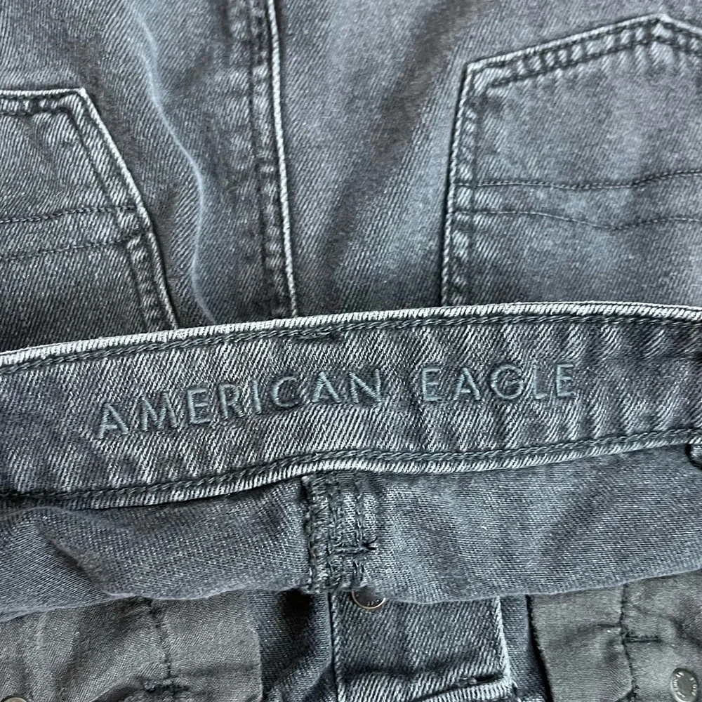 American Eagle Outfitters size 2 black jean super hi line a line mini skirt